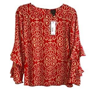 Worthington Deco Tiered Sleeve Blouse (NWT)